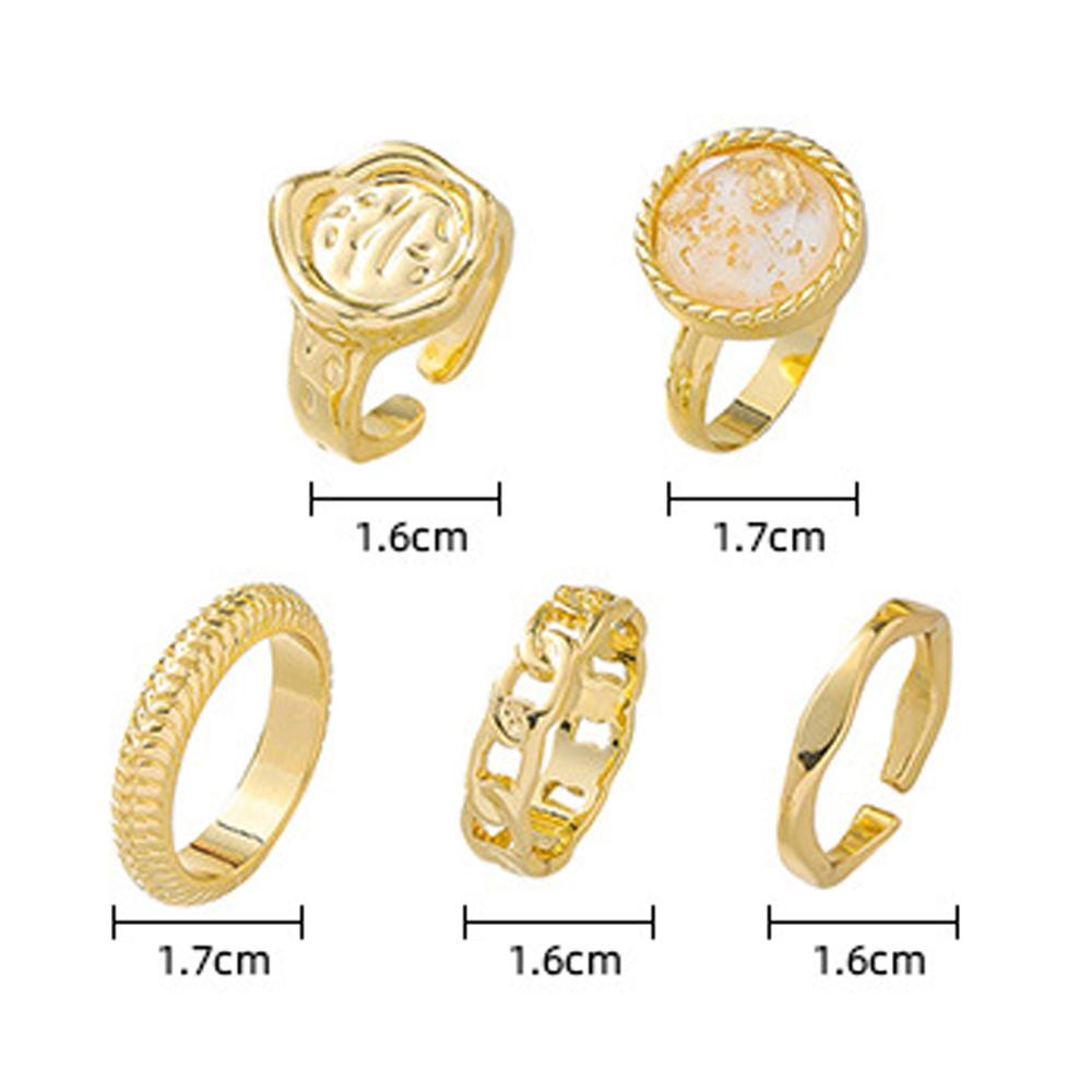 DARON Set 5 Nhẫn Kim Loại Thời Trang Retro Cho Nữ