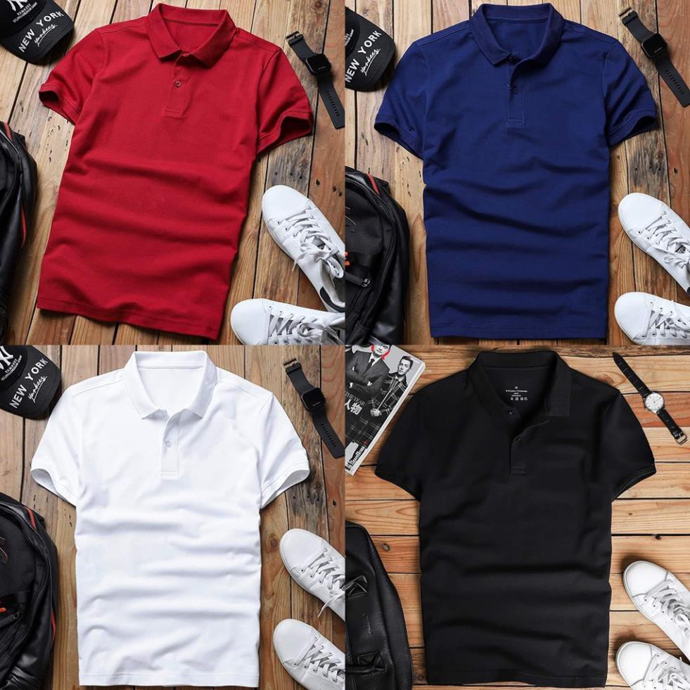 Áo Phông POLO CỔ BẺ, POLO TRƠN Nam, Dáng Ôm, thời trang cao cấp, chất cotton cực mát 4 màu trơn | BigBuy360 - bigbuy360.vn