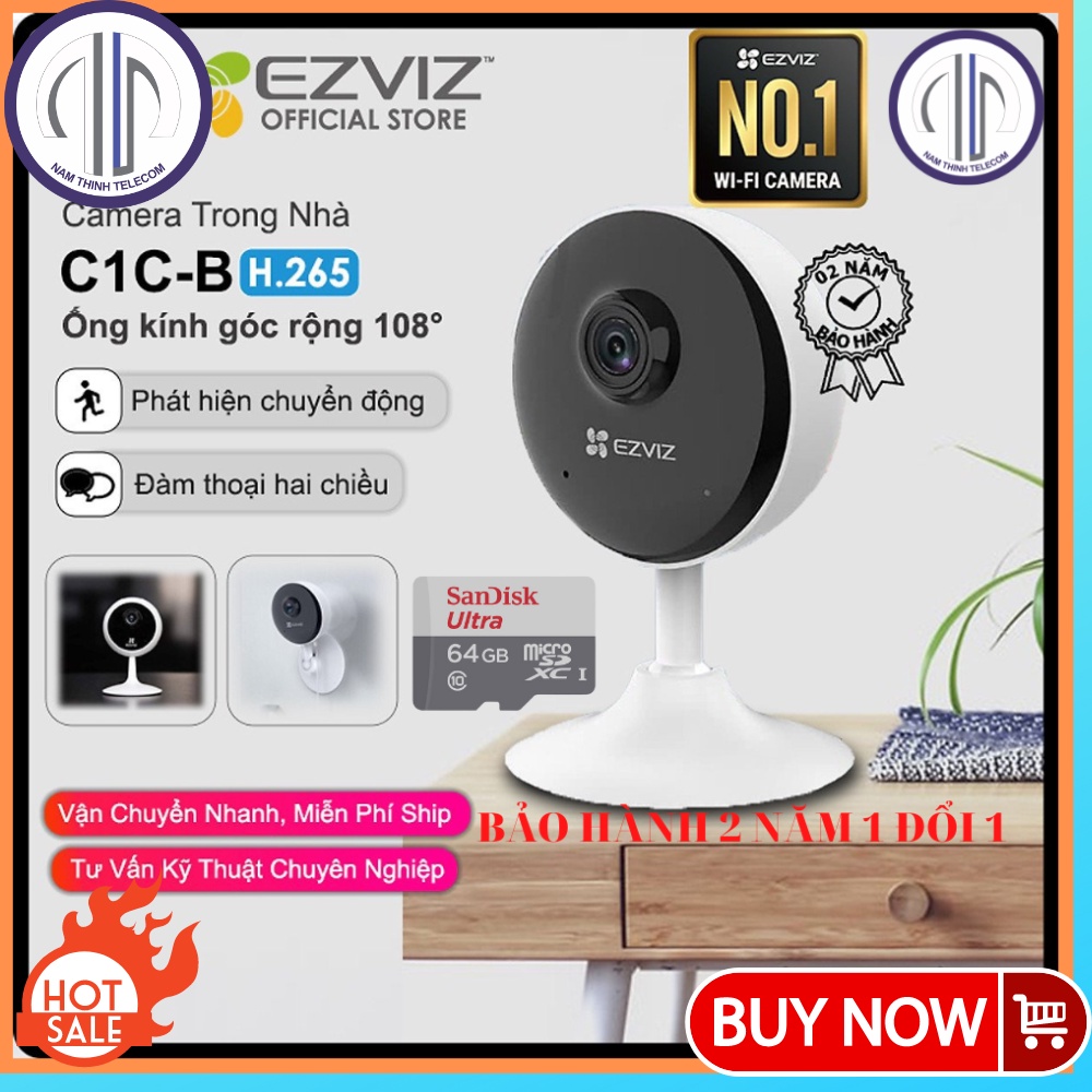 Camera không dây EZVIZ C1C C2C báo trộm báo động, đàm thoại 2 chiều chính hãng