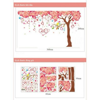Decal cây hồng trái tim