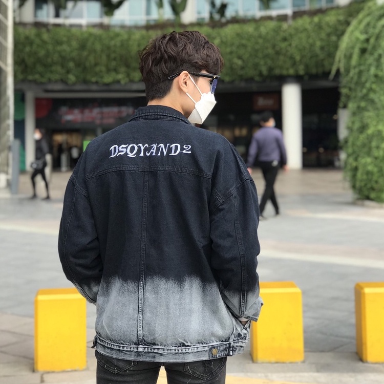 Áo Khoác Jeans Loang Ulzzang Phong Cách Unisex Cho Cả Nam Và Nữ Vải Jeans Xuất Dày Dặn