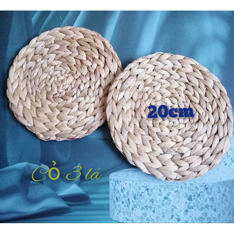 Thảm cói lục bình size nhỏ 20cm lót chén dĩa, nồi, đạo cụ chụp ảnh, lót nồi, chén dĩa