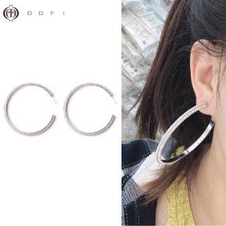 DDFI - Circle Diamond Earrings European Exaggerated Fashion Indiviuality Street Design All-match S925 Earrings G4D04