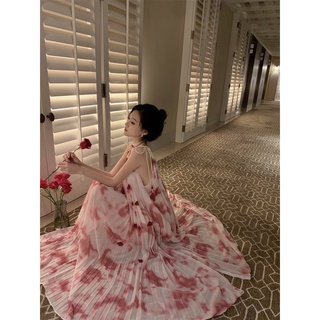 Váy Nữ, Đầm Nữ Maxi Xếp Ly  Cao Cấp