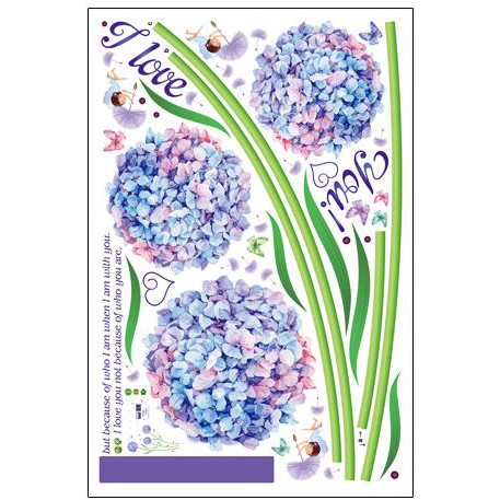 Decal dán tường - Giấy dán tường - Cẩm tú cầu - flower decal - sk9124B