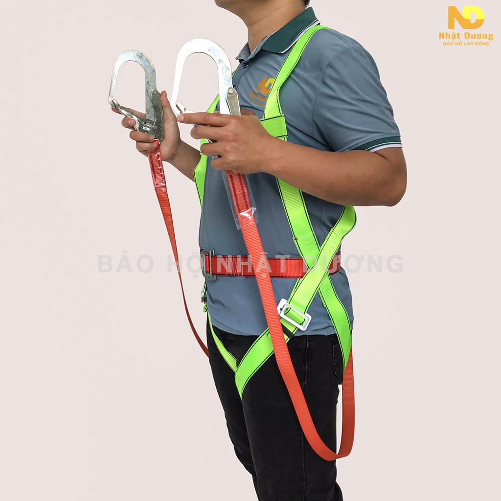 Dây đai an toàn toàn thân 2 móc lớn TT11 dây bẹ, Dây bảo hộ lao động Nhật Dương dùng làm việc trên cao