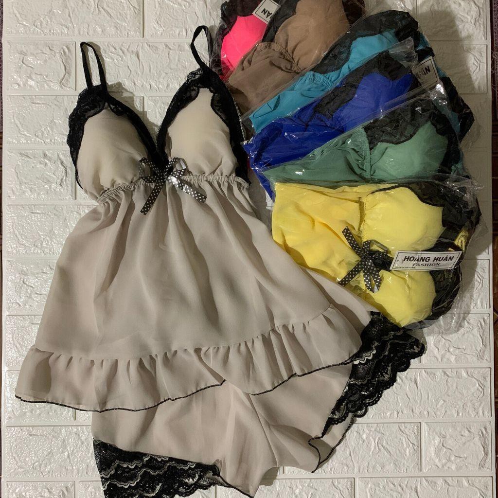 Đồ ngủ sexy nữ ⭐️ FREE SHIP ⭐️ Đồ ngủ lụa hai dây, mịn mịn, quyến rủ