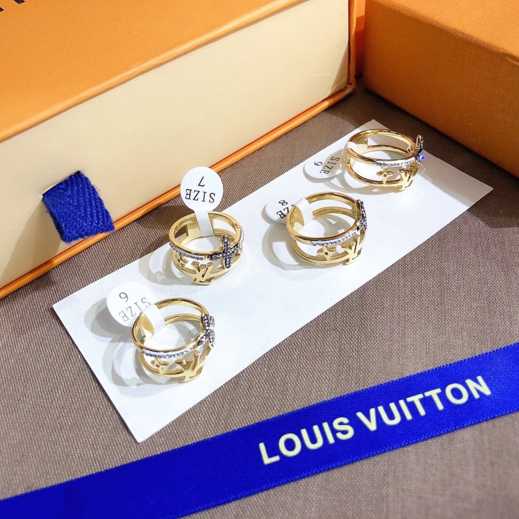 Nhẫn Louis Vuitton Phong Cách Hàn Quốc Đơn Giản Mạ Vàng / Bạc 925 Dành Cho Nữ