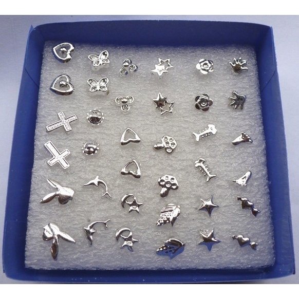 Hộp 24 Đôi Bông Tai Nhiều Hoạ Tiết Xinh Xắn