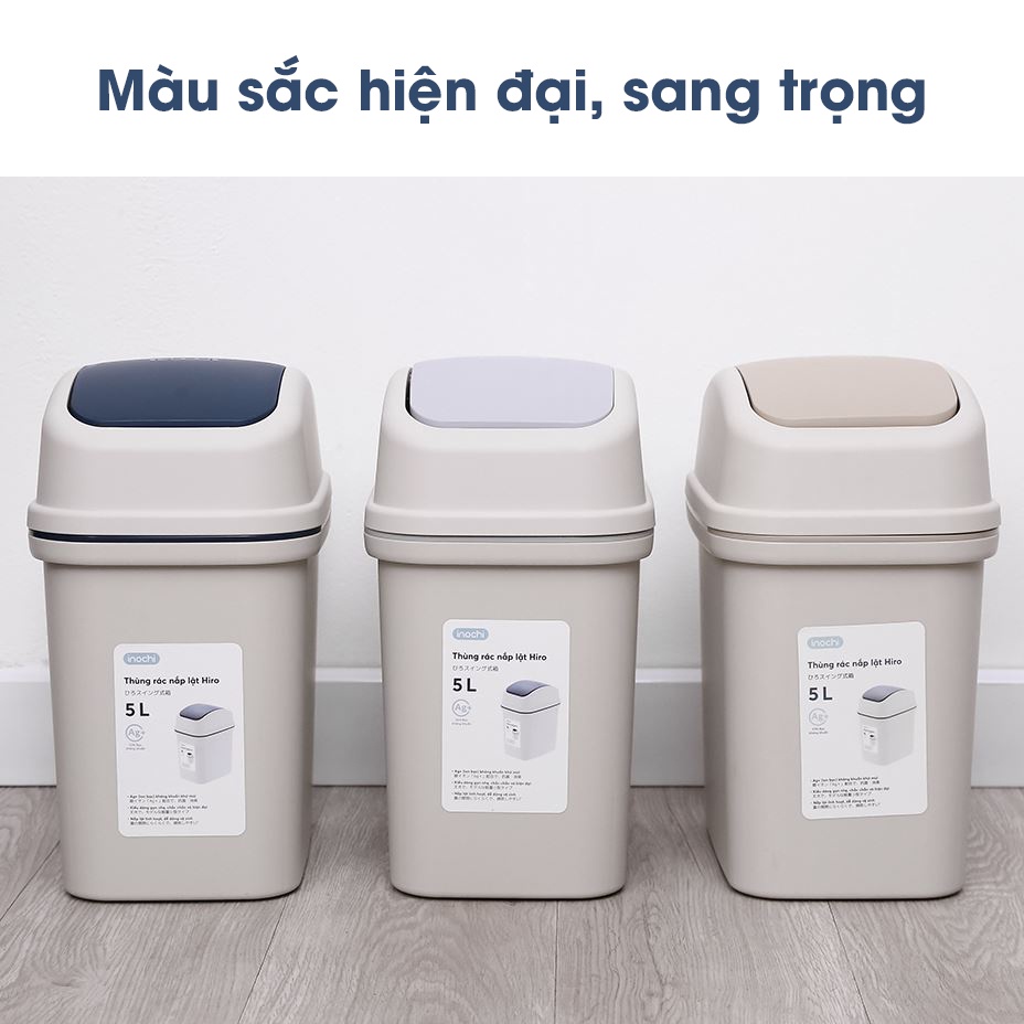 Thùng Rác Nhựa Hiro INOCHI Dung Tích 5L-10L-15L-20L, Sọt Rác/ Thùng Rác Loại Nắp Lật, Loại Đạp Chân