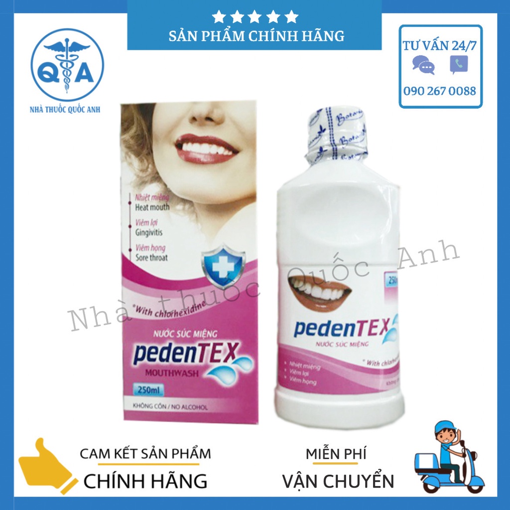 Nước xúc miệng Pedentex 250ml làm sạch miệng, sạch họng, thơm mát giảm nhiệt miệng