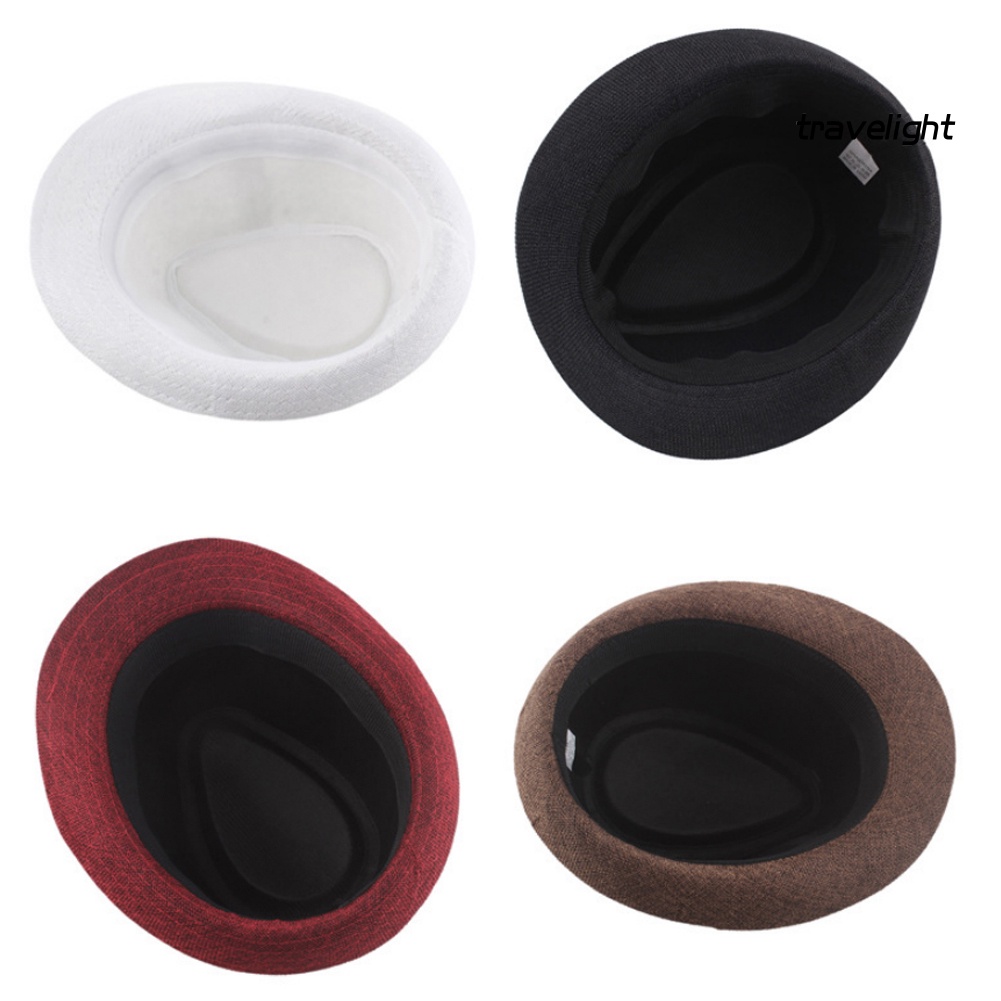 [TL] Mũ Fedora Nỉ Rộng Vành Màu Trơn Chống Nắng Đi Biển Mùa Hè Cho Nam