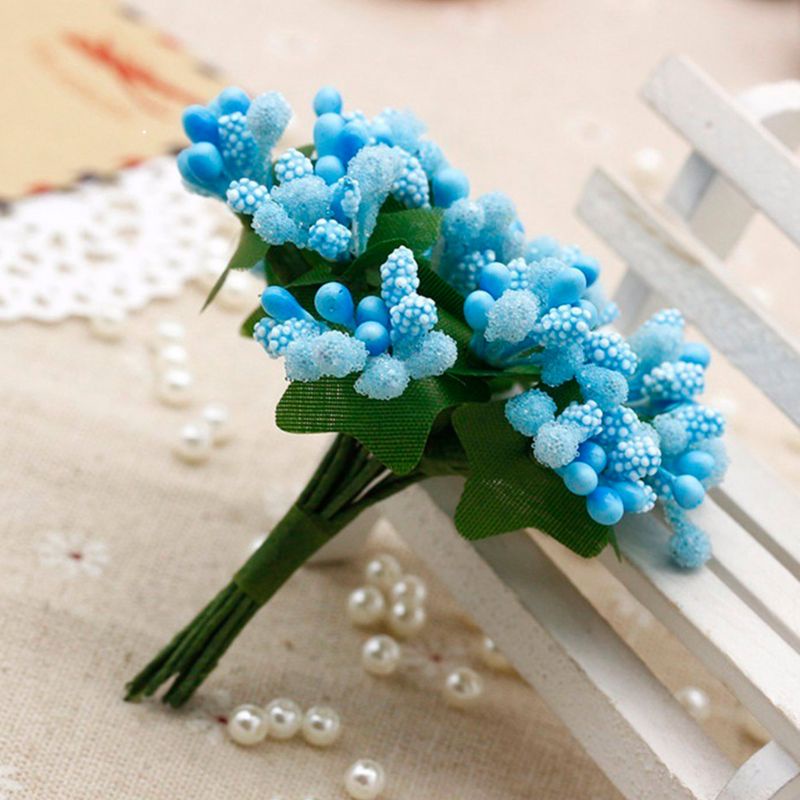 Set 12 nhánh hoa nhân tạo mini trang trí sân vườn/đám cưới/hộp quà tặng DIY