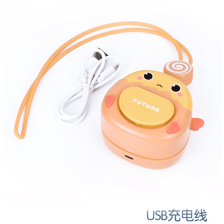 Quạt Đeo Cổ Không Cánh Mini Sạc usb Họa Tiết Hoạt Hình Cho Học Sinh