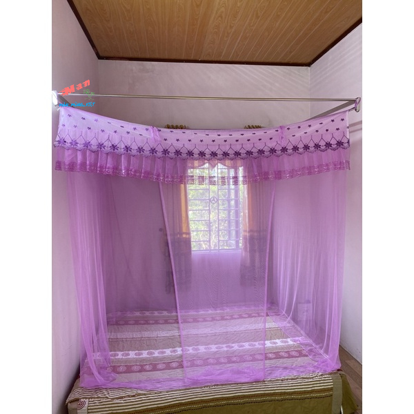 mùng ngủ màn dây tuyn lạnh cao cấp ren thêu tap to yếm bằng