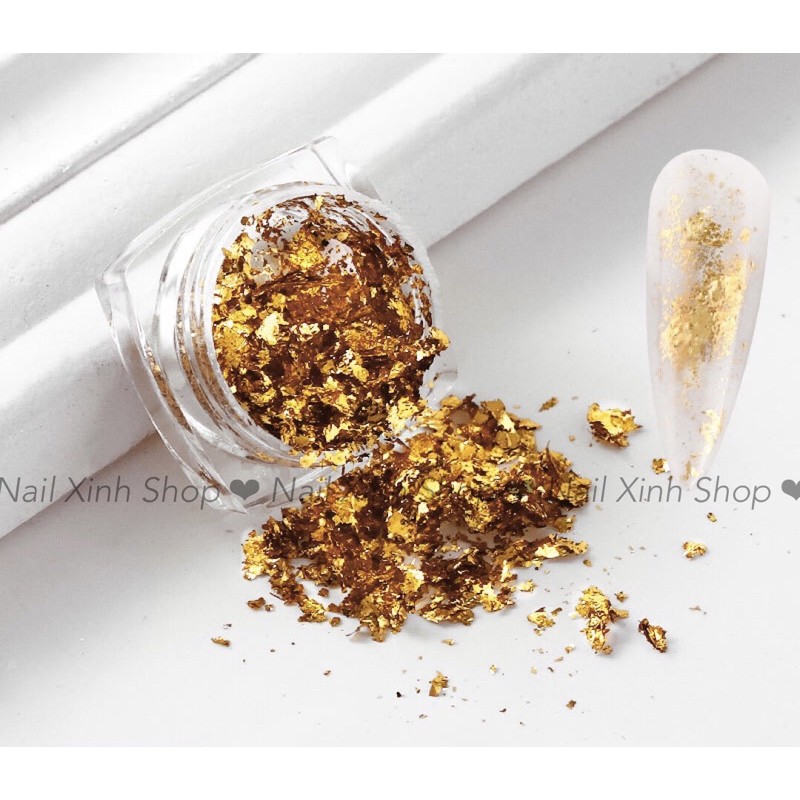 Foil vàng (phôi vàng )dán móng, foil nail nhũ vàng trang trí móng, phụ kiện nail chuyên dụng, nai art