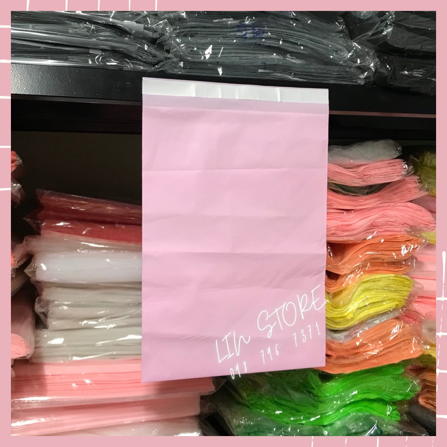 FULL SIZE - 1KG Túi Gói Hàng Niêm Phong Màu Hồng Pastel - Túi Đóng Hàng Niêm Phong PE Trơn Bóng Dai Dẻo