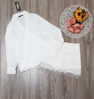 Set áo lụa + cvay ren chanh xả hàng thiết kế