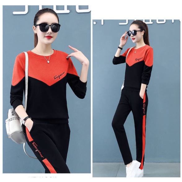 Đồ bộ thu đông nữ dài tay chất umi hàn thêu chữ nổi - đồ bộ thể thao nữ cổ tròn có túi sâu