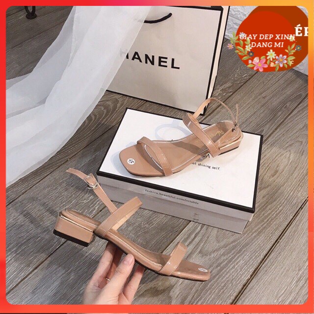 Sandal quai ngang 2p có đen và cafe Giày dép xinh Mys