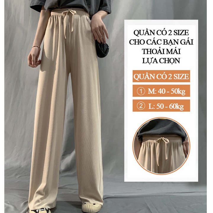 Quần culottes lưng cao chất đũi vải mềm mịn buộc dây cá tính