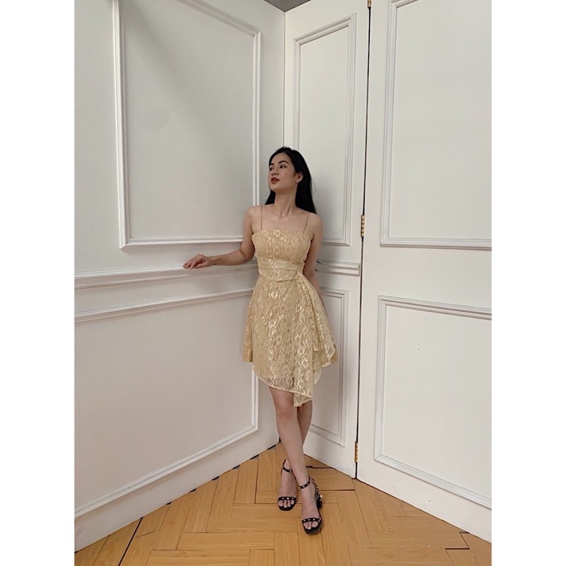 Váy ren hai dây lệch tà Cocosin