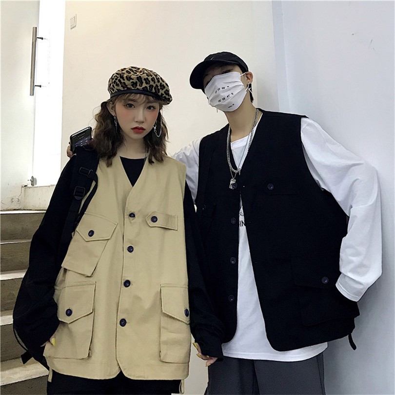 [Hàng Sẵn Sàng] Miễn Phí Vận Chuyển Áo Vest Dành Cho Nam Và Nữ 126459Quần Dài Dáng Rộng Màu Trơn Phong Cách Harajuku Hàn Quốc Dễ Phối Đồ