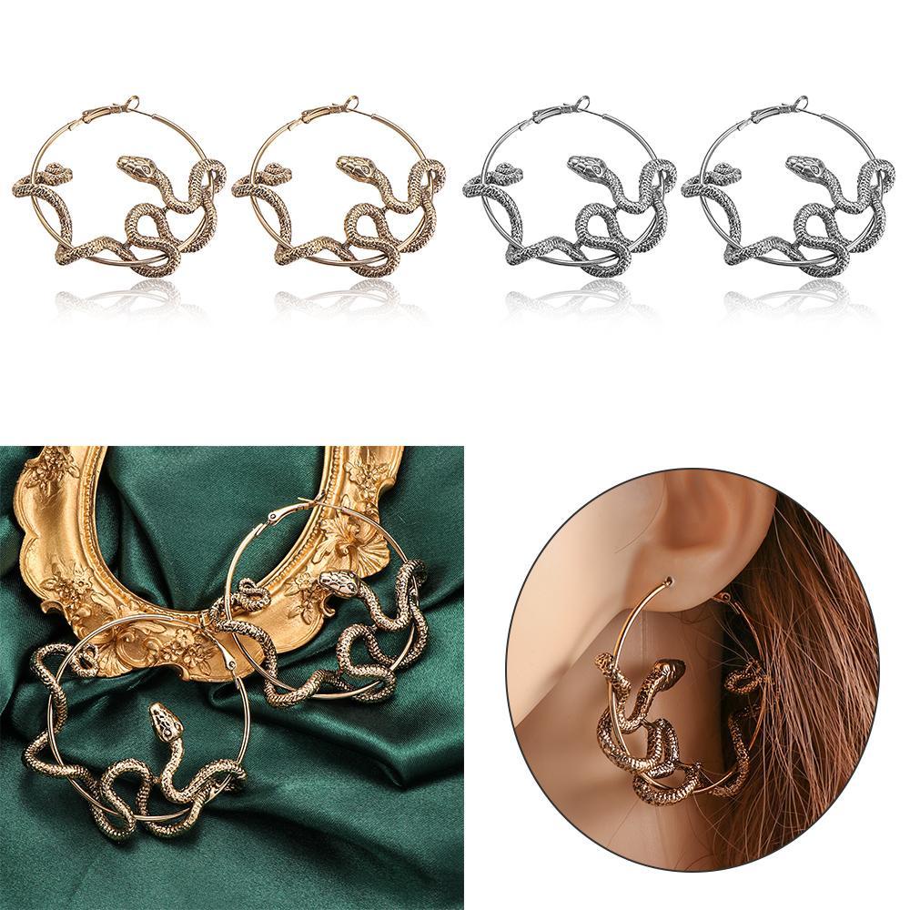 Khuyên Tai Dạng Vòng Lủng Lẳng Họa Tiết Da Rắn Thời Trang Cho Nam