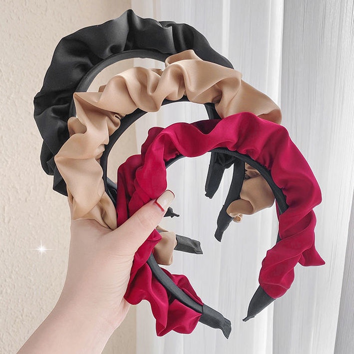 Băng Đô Cài Tóc Bản Rộng Bằng Lụa Ren Phong Cách Mới