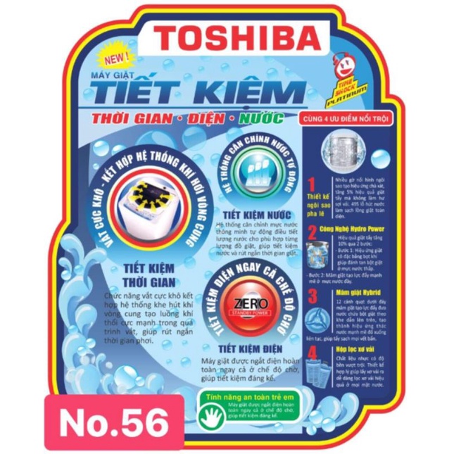 Tem trang trí máy giặt Toshiba