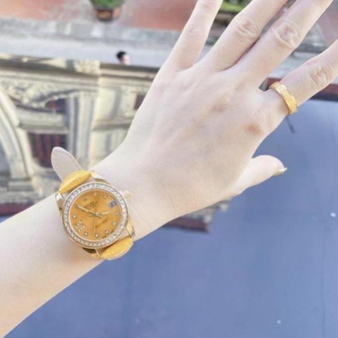Đồng hồ Rolex nữ dây da viền kim cương nhẹ nhàng sang chảnh hottrend - Shop Hồng NHung Watch