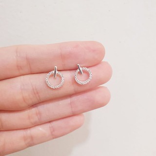Khuyên tai bạc nữ vòng tròn đính đá, khuyên tai bạc cao cấp