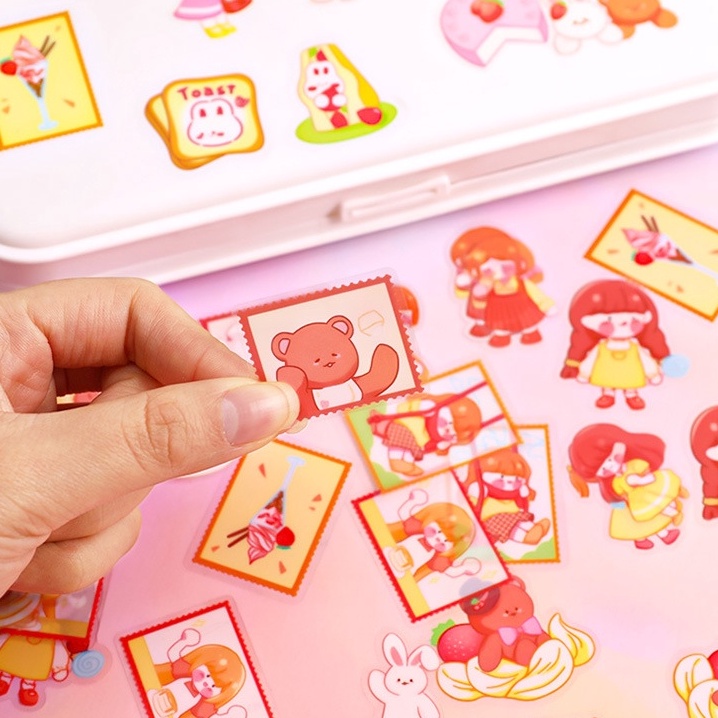 Set Sticker 45 Tấm Miếng Hình Dán Sweet Trang Trí Sổ Tay Mohamm Điện Thoại Vở Khay Đựng Bút D103