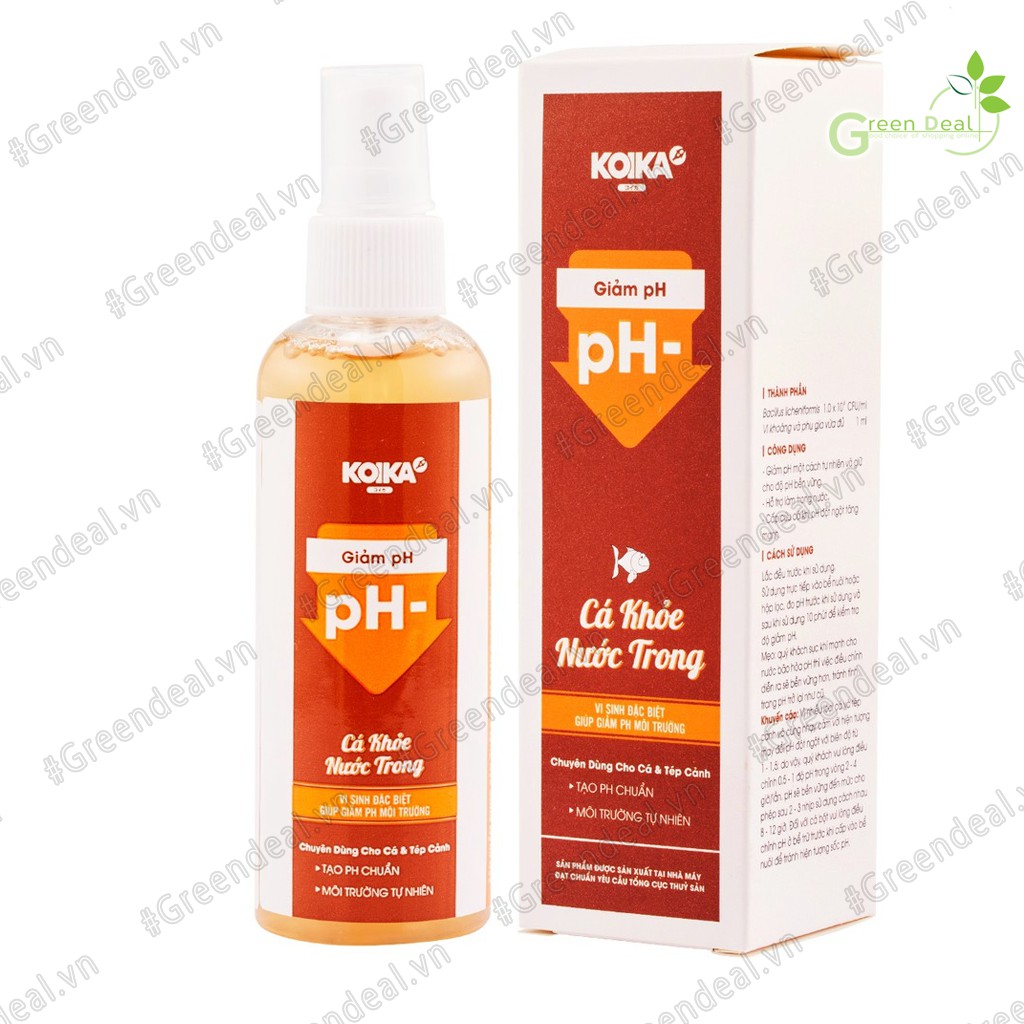 KOIKA - Giảm pH (Chai 105 ml) | Vi sinh đặc biệt cho hồ cá cảnh