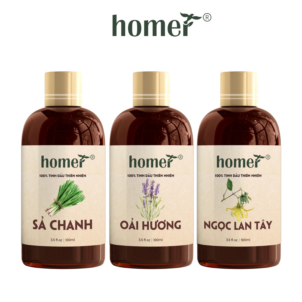 Combo 3 tinh dầu Sả Chanh + Oải Hương + Ngọc Lan Tây Homer 20ml/chai