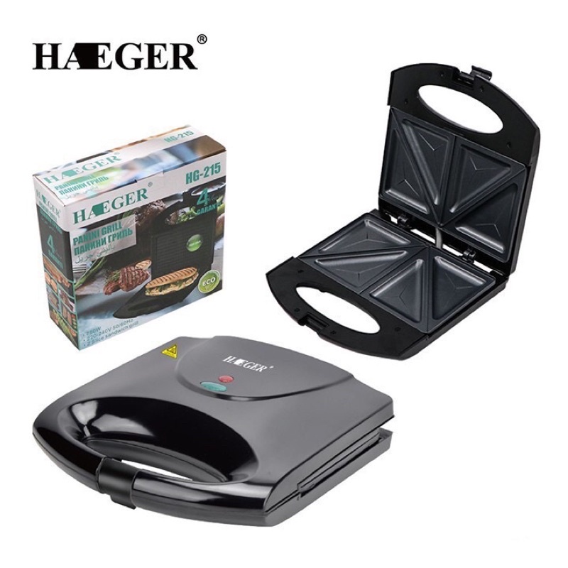 Máy Nướng Làm Bánh Kẹp, Hotdog Haeger 750W Tiện Lợi Cho Gia Đình