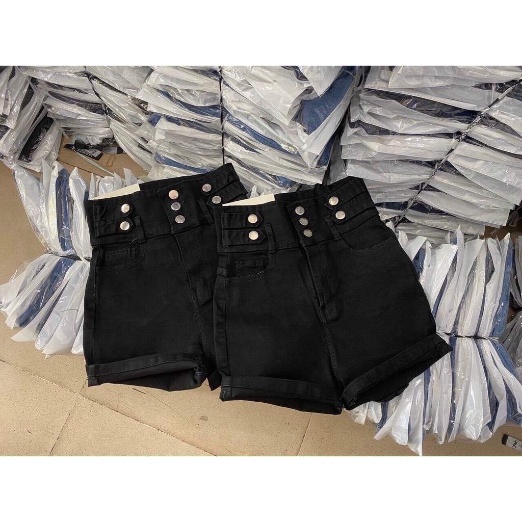 Quần đùi kaki nữ lưng cao phối nút hàng chuẩn Trend Fashionista