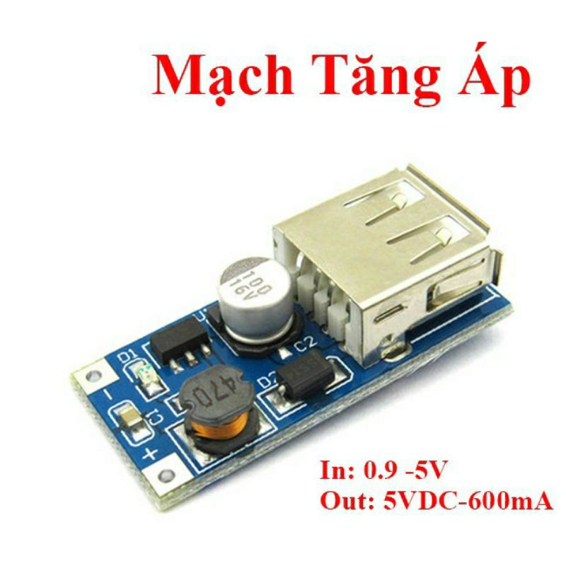 Mạch Tăng Áp 0.9~5V lên 5VDC - 600mA tích hợp Cổng USB