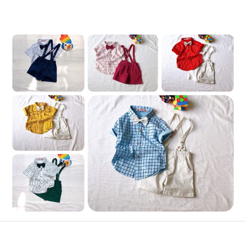 Bộ yếm vest gile bé trai kèm nơ đầy tháng thôi nôi 5-12kg