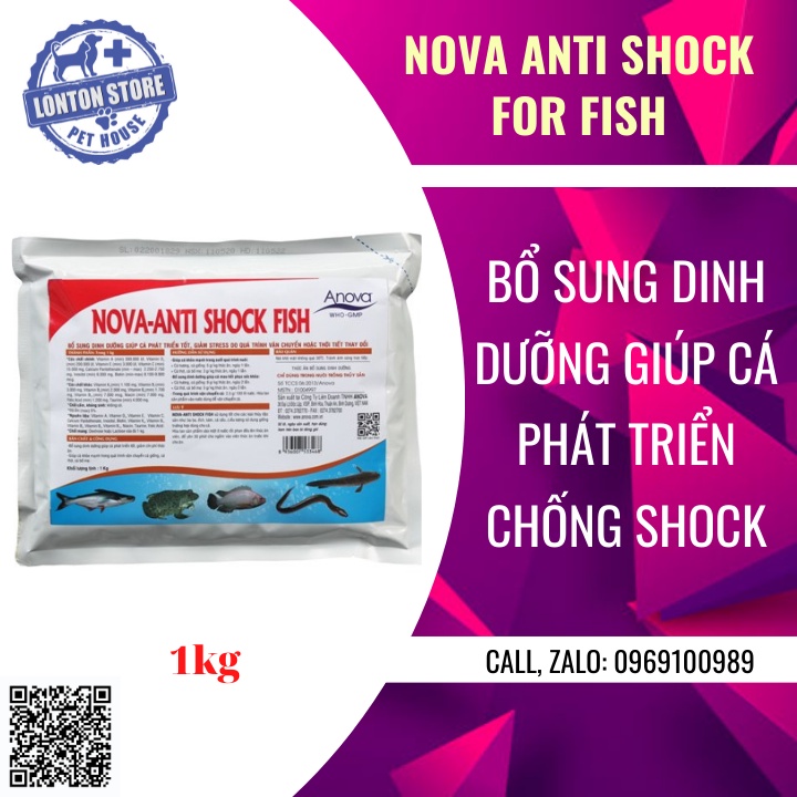 ANOVA Nova Anti-shock cá - Bổ sung dinh dưỡng giúp cá khỏe mạnh chống shock cho cá . Gói 1kg Lonton store