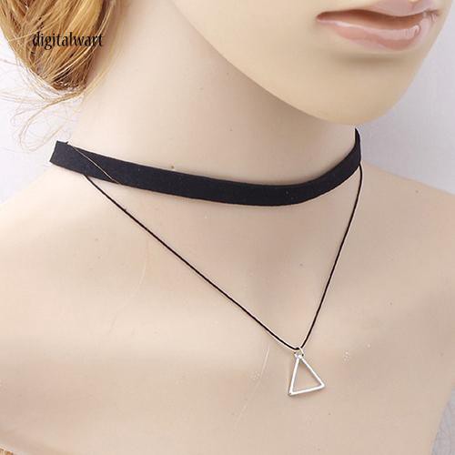 Choker thiết kế hai lớp đính mặt tam giác cá tính cho nữ