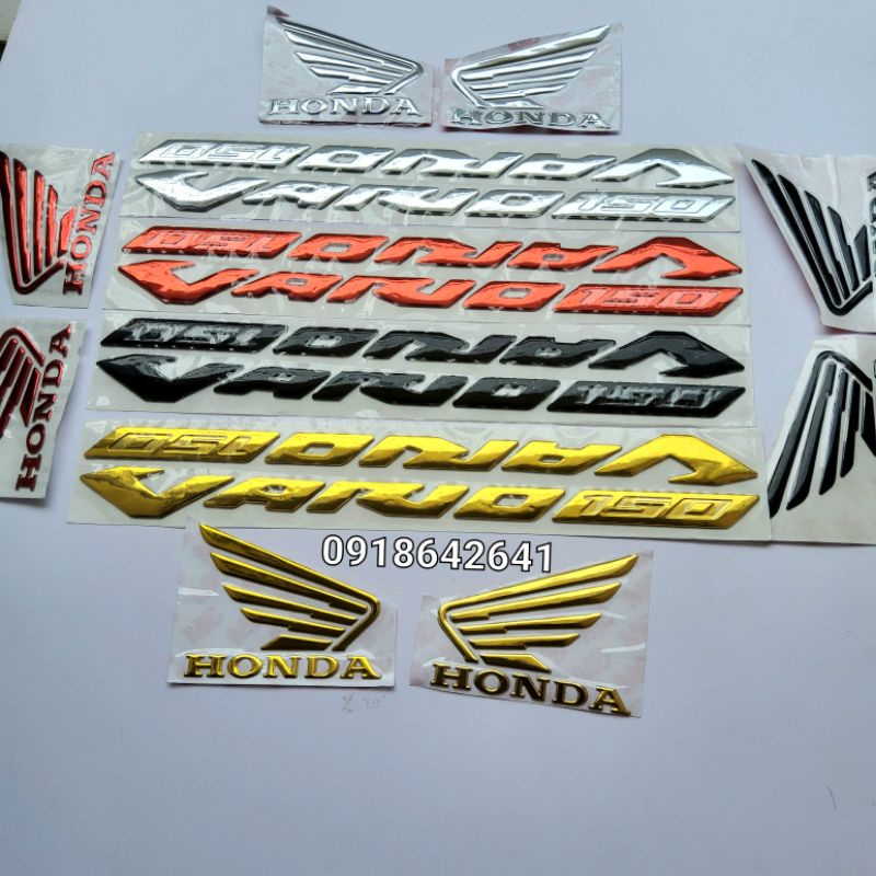 Combo tem chữ Vario 150 đời 2018-2019 nhựa dẻo và cánh chim honda như zin