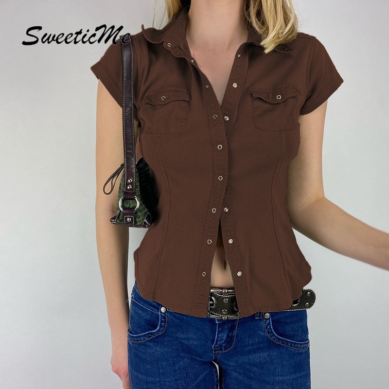 Áo Sơ Mi Tay Ngắn Cổ POLO Hàng Mới SweeticMe Dành Cho Nữ