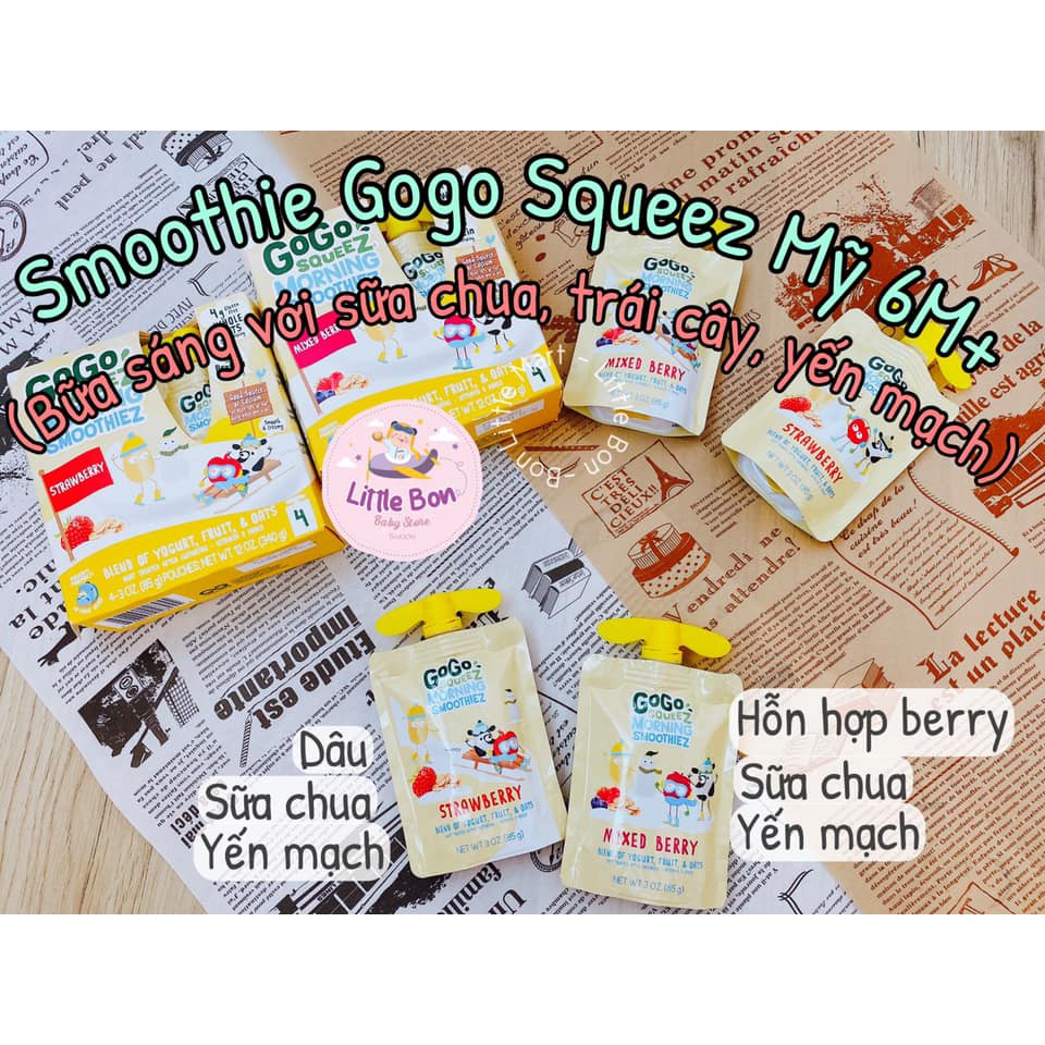 Sinh tố Smoothie Gogo Squeeze Mỹ 85gr 6M+ bay air_Date 11/2022