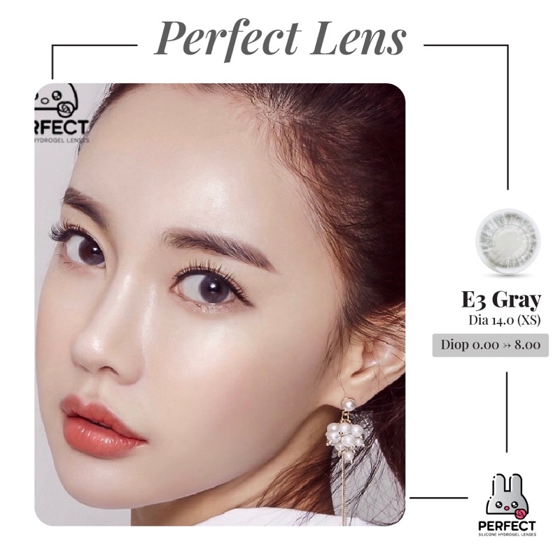 Lens ẢNH MẮT THẬT , Kính Áp Tròng E3 GRAY Có Độ Cận và Không Độ, DIA 14.0 XS ,Cho Mắt Nhạy Cảm Giá Sale