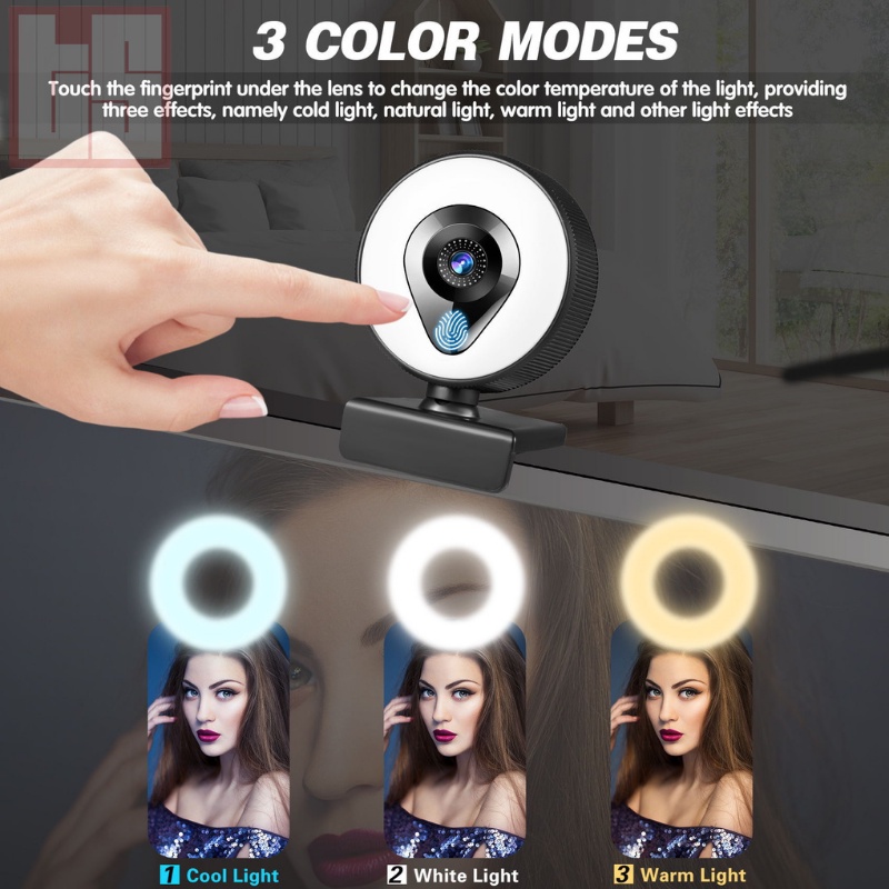 WEBCAM máy tính 4K/ 2K/ Full HD tích hợp đèn LED và micro chống ồn chủ động cao cấp