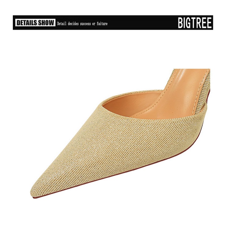 Bigtree Chính Hãng Giày Cao Gót Mũi Nhọn Rỗng Đính Nơ Sau 8cm 286-A2 Nhập Khẩu Từ Nước Ngoài Cho Nữ