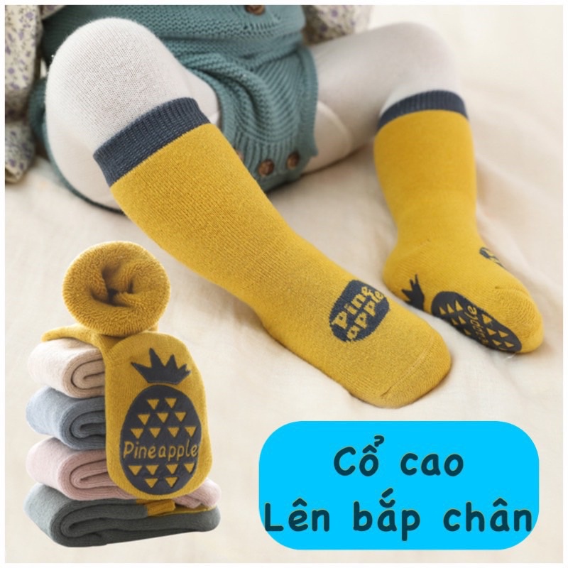 Tất Vớ Len Xù Chống Trơn Trượt giữ Ấm Cho Mùa đông Đại Hàn rét đậm, size tập đi đến 5 tuổi