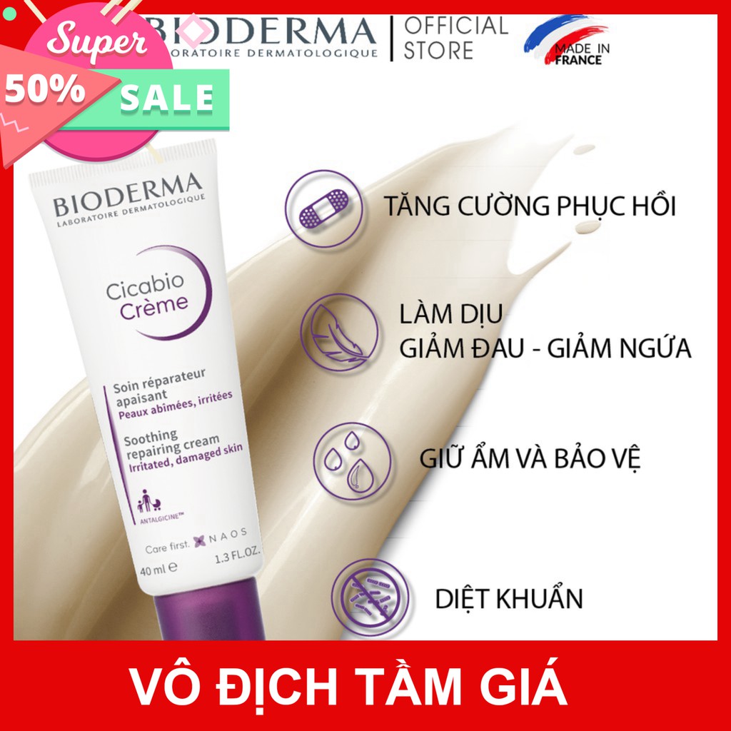 Kem dưỡng phục hồi da tổn thương Bioderma Cicabio Crème 40ml - mã 9546