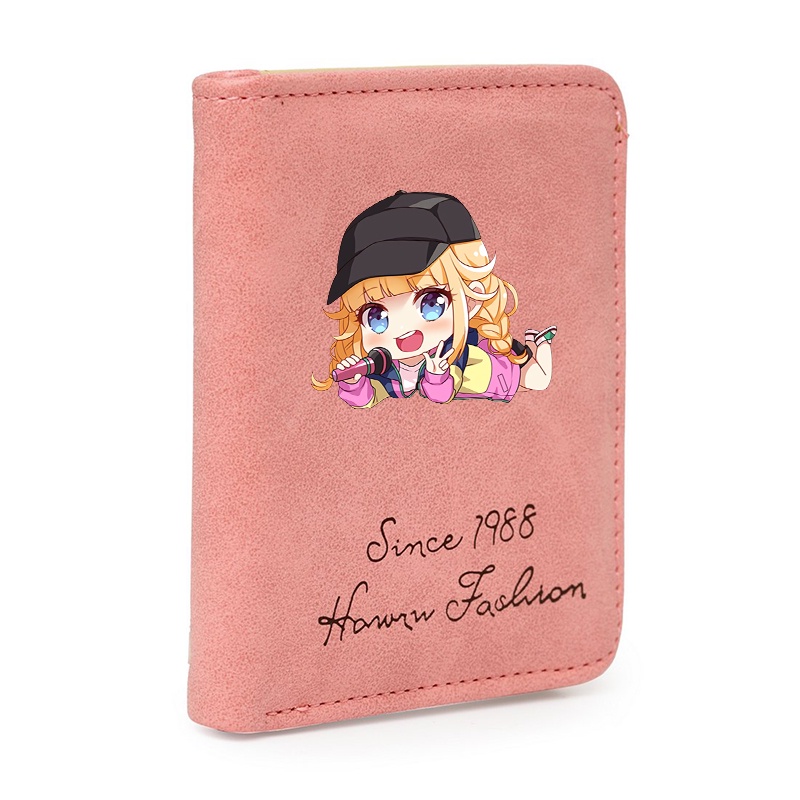 Ví ngắn cầm tay hồng KHỔNG MINH THÍCH ĐI QUẨY anime chibi đựng vật dụng nhỏ xinh xắn tiện lợi